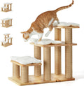 FUKUMARU Dog Stairs Solid Wood Pet Stairs with Scratching Post