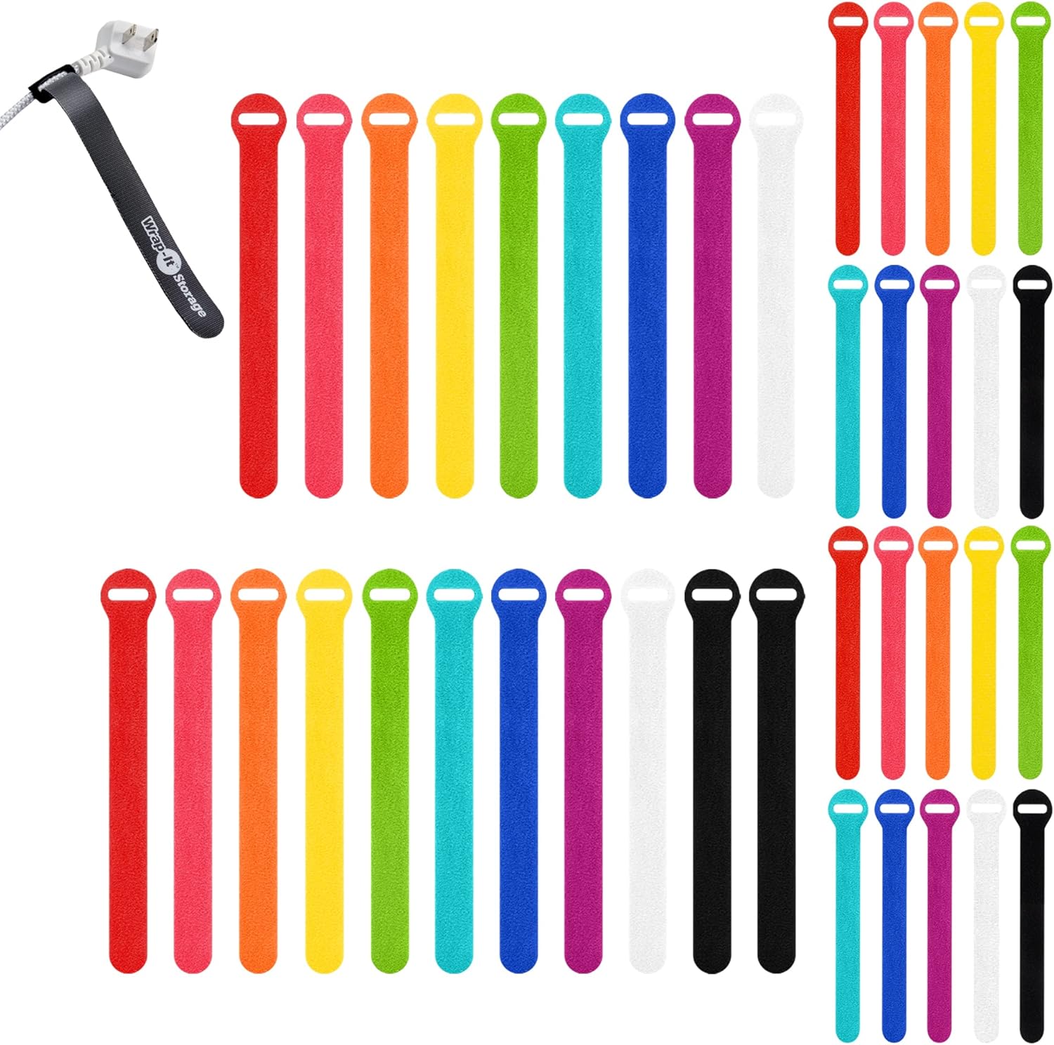 Wrap-It Storage Self-Gripping Cable Ties - Cord Organization Essential