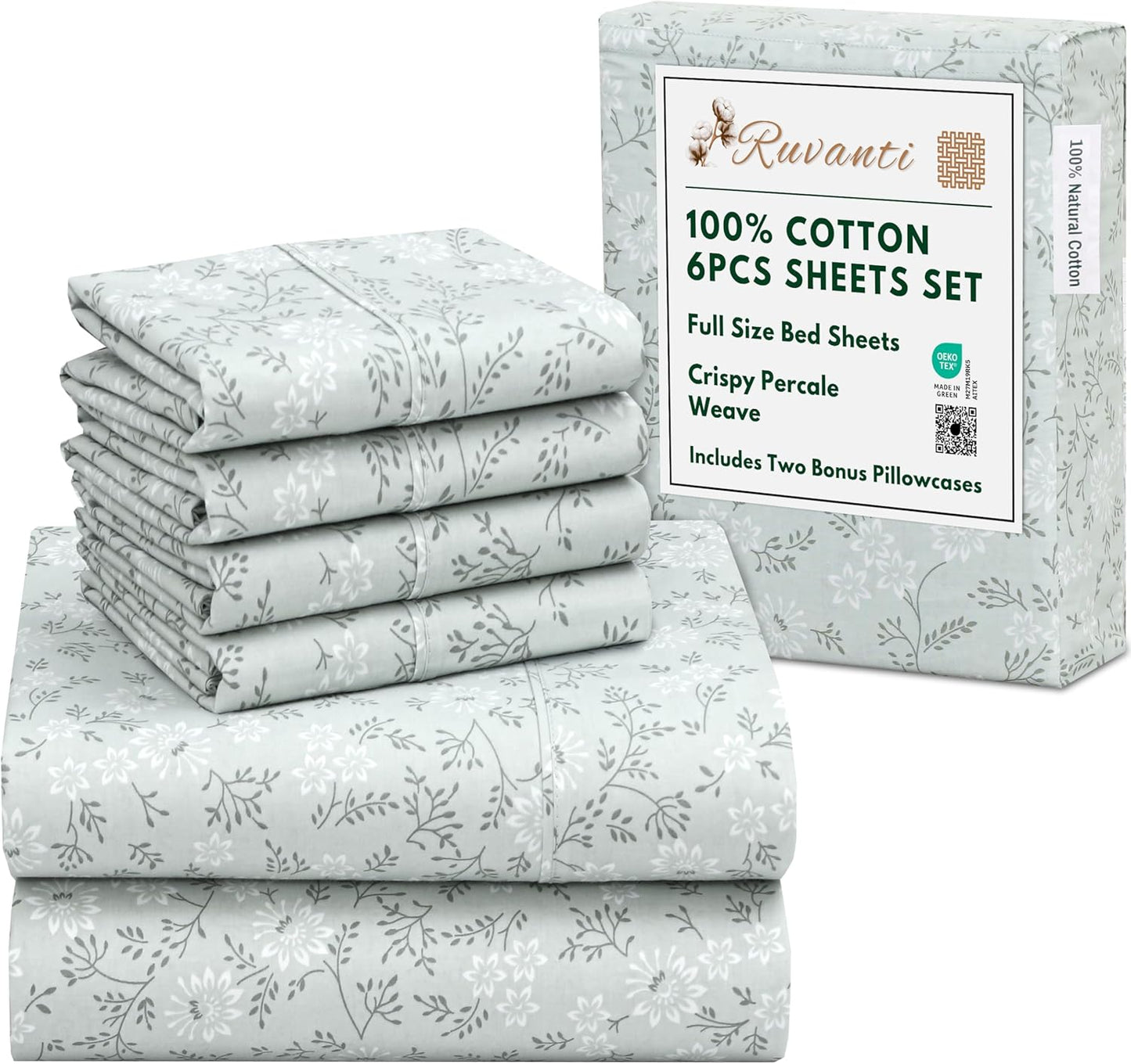 RUVANTI 6 Pcs Cotton Sheets - Soft, Lightweight & Breathable