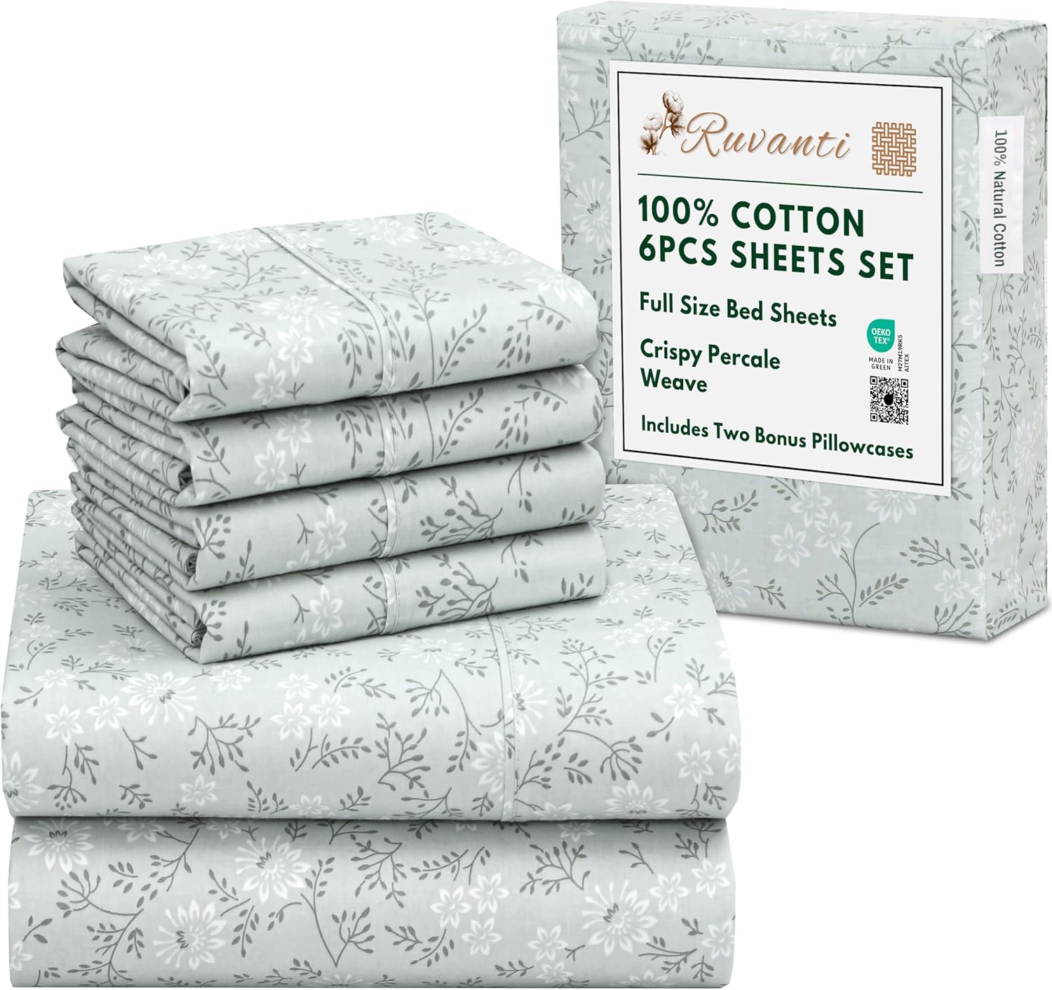 RUVANTI 6 Pcs Cotton Sheets - Soft, Lightweight & Breathable