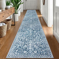 Vintage Runner Rugs for Hallway 2x12 Blue and White - Extra Long