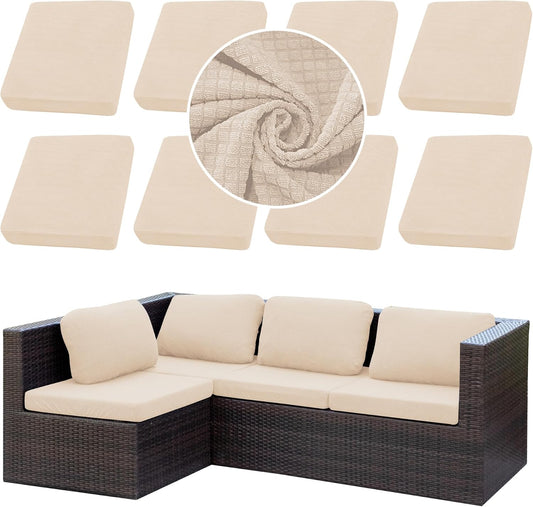 8Pcs Stretch Patio Cushion Cover for Outdoor Furniture Protection