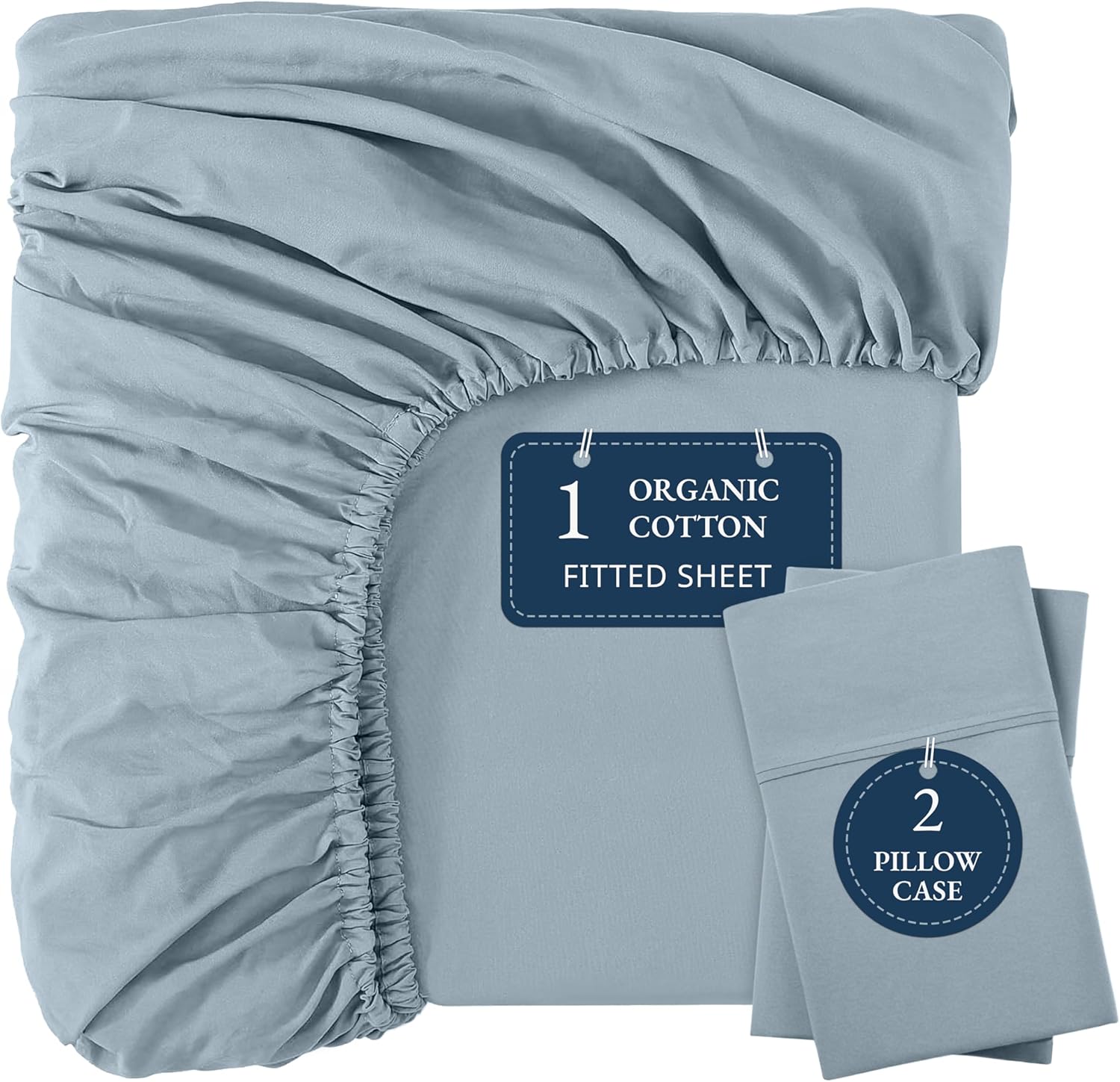 Organic Cotton Queen Fitted Sheet Set - Soft Percale Weave