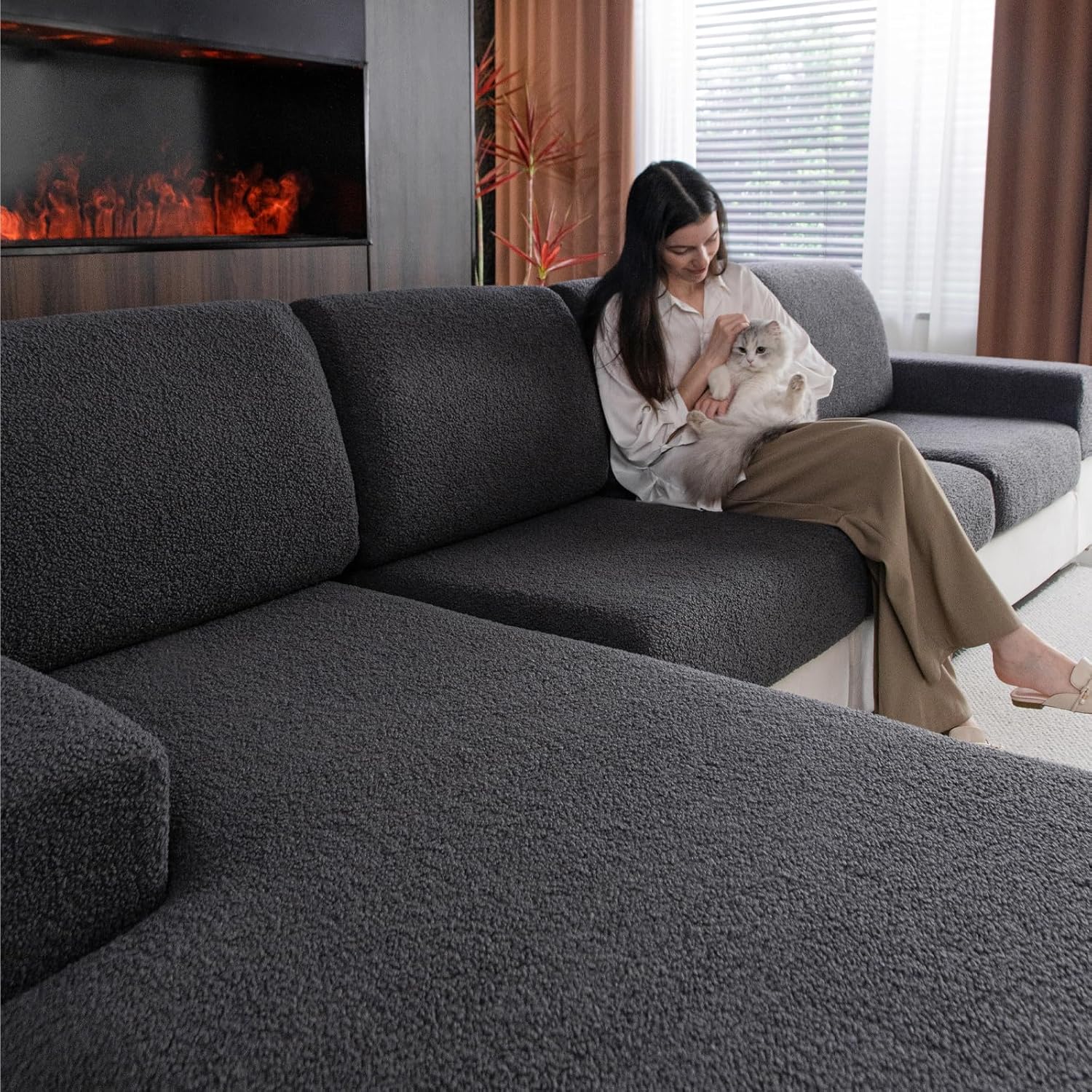 Couch Cushion Covers for Sectional Sofa, Soft and Washable