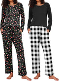 Women's 2-Pack Pajama Set with Pockets - Soft Long Sleeve Sleepwear