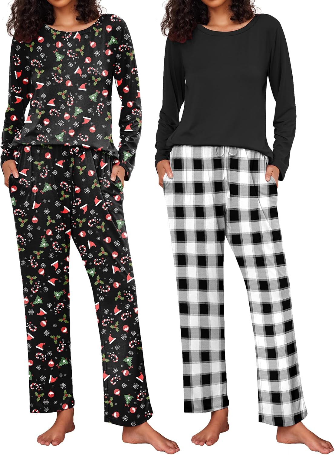 Ekouaer Women's Pajama Set Soft Long Sleeve Sleepwear with Pockets