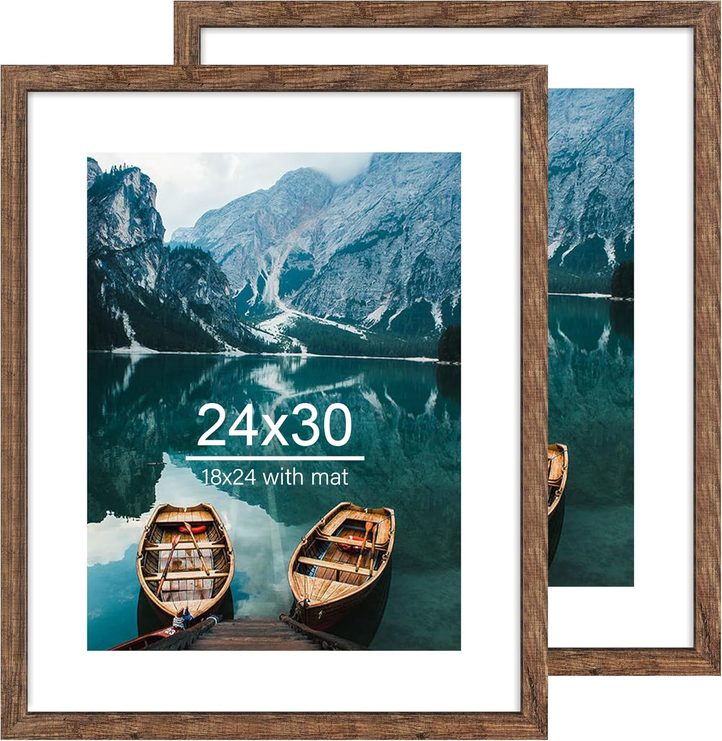 Rustic Brown Wood 24x30 Frame Set of 2 for Pictures and Posters