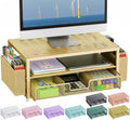 Gianotter Desk Organizers with Monitor Stand and Drawer in Gold
