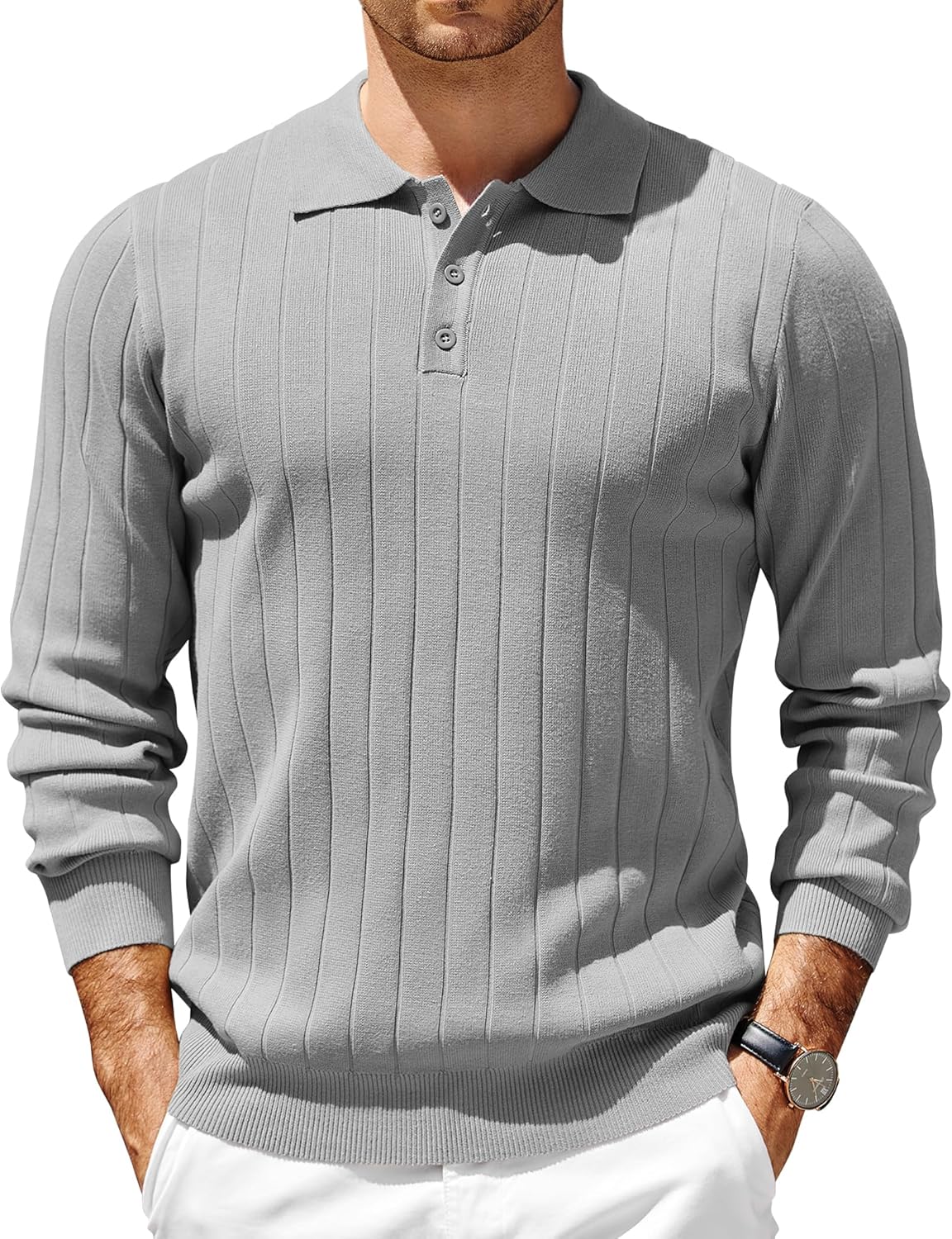 Mens Knit Polo Sweater by COOFANDY - Lightweight Casual Style