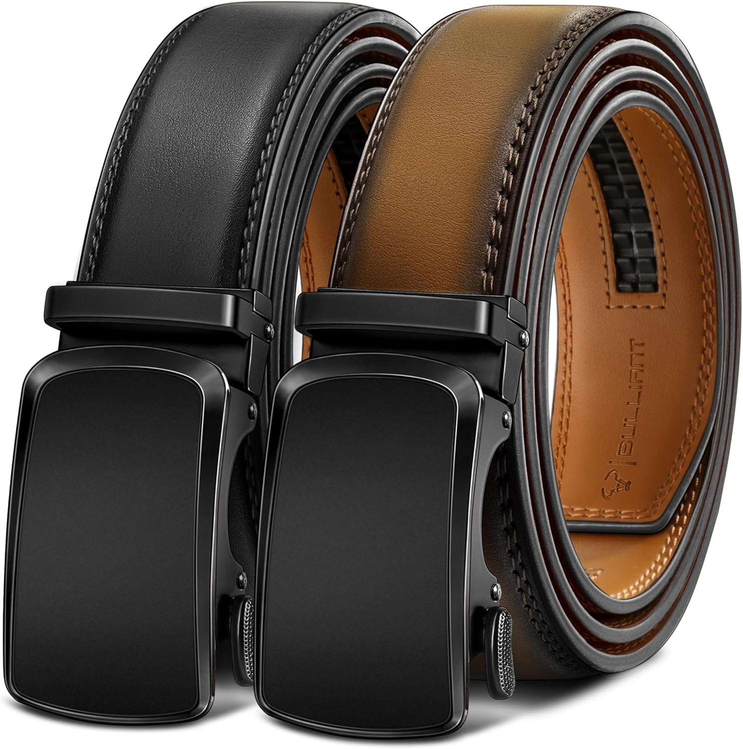 BULLIANT Men's Adjustable Ratchet Belt 2 Pack for Perfect Fit