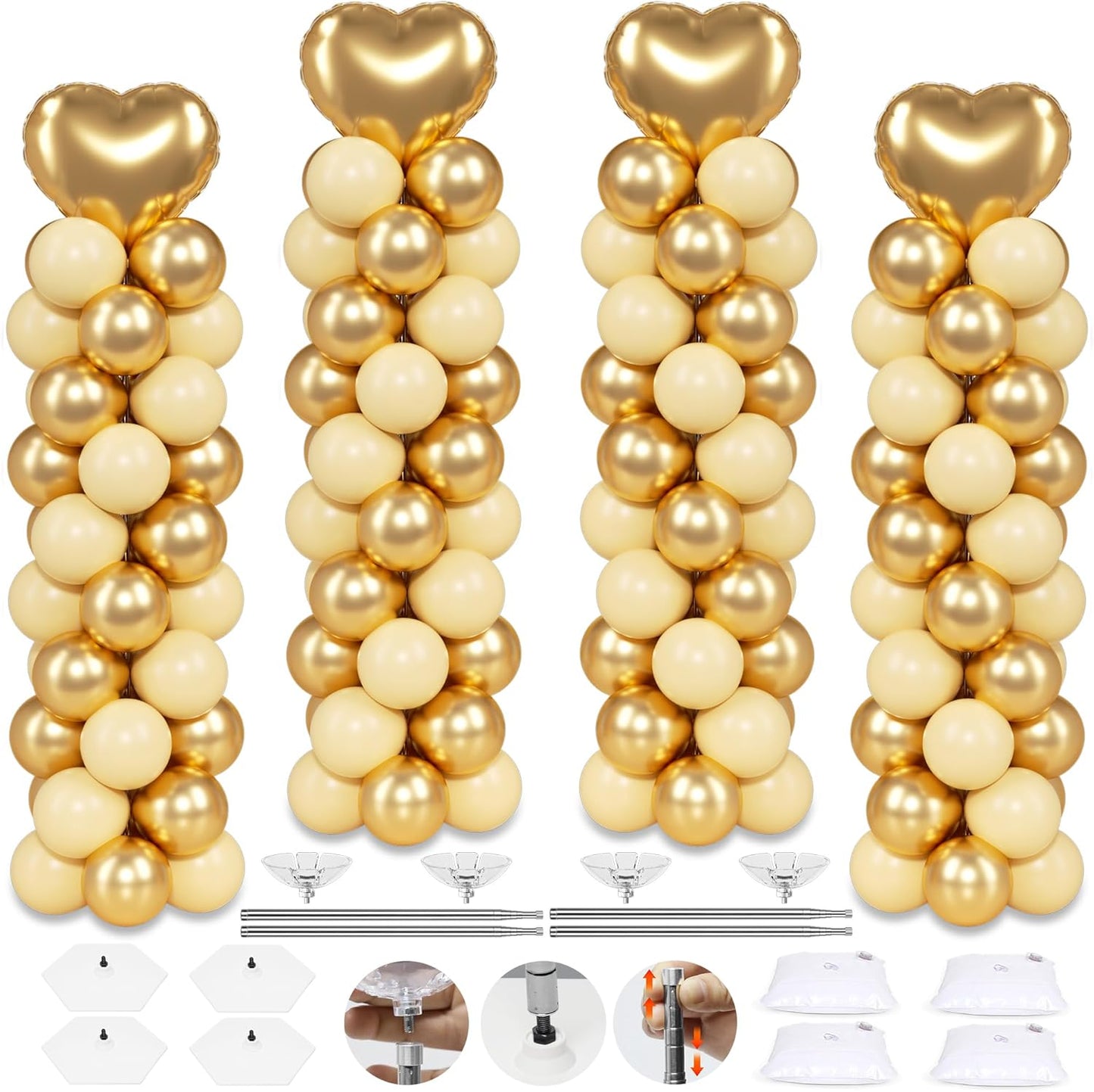 4 Sets Balloon Column Stand Kit for Stunning Party Decor