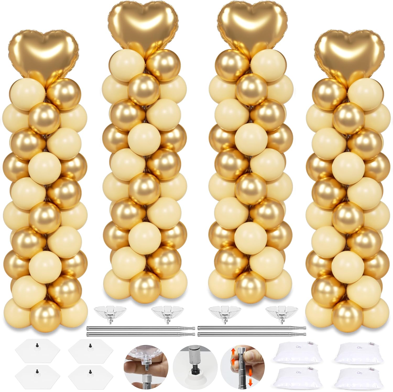 4 Sets Balloon Column Stand Kit for Stunning Party Decor