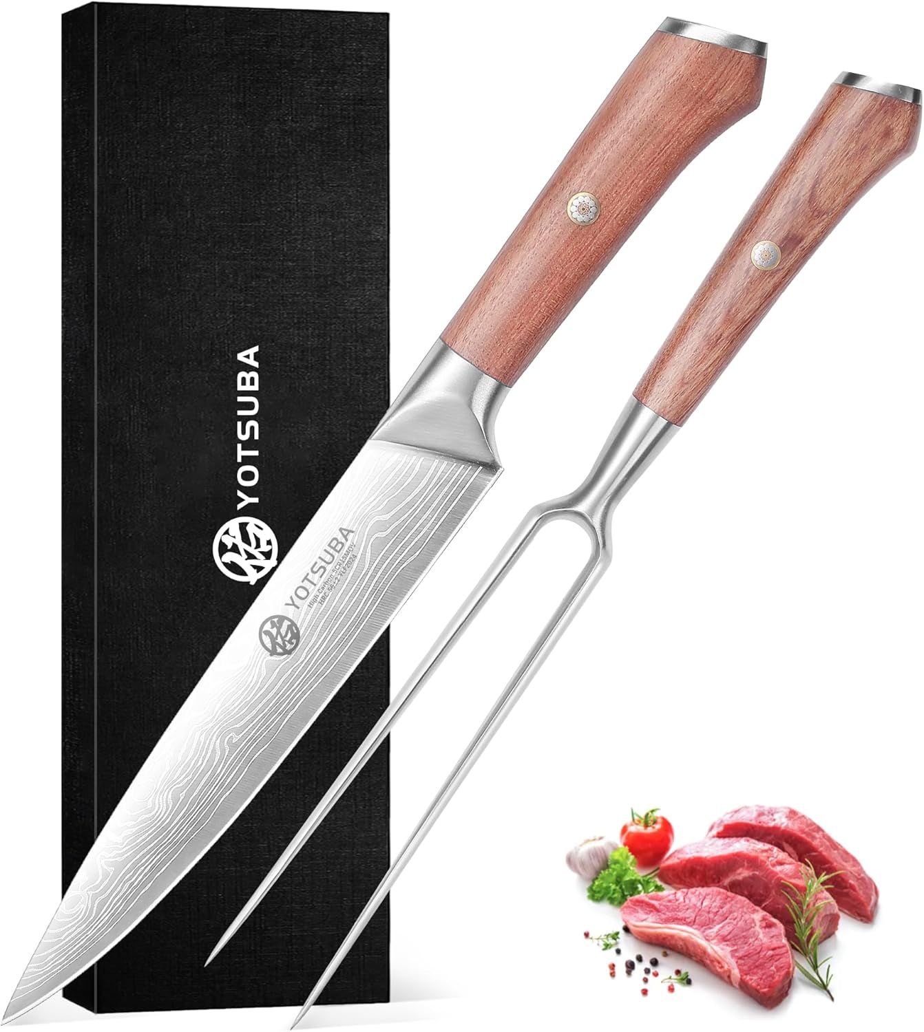 YOTSUBA Carving Knife and Fork Set for Precision Meat Cutting