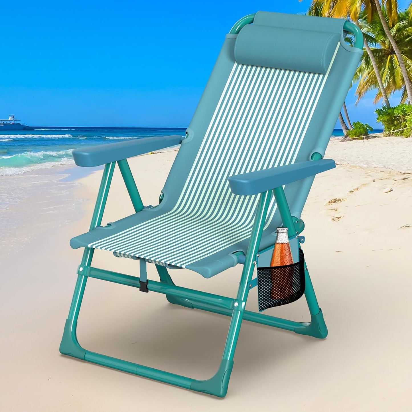 Suteck Backpack Beach Chair - 6-Position Folding Recliner