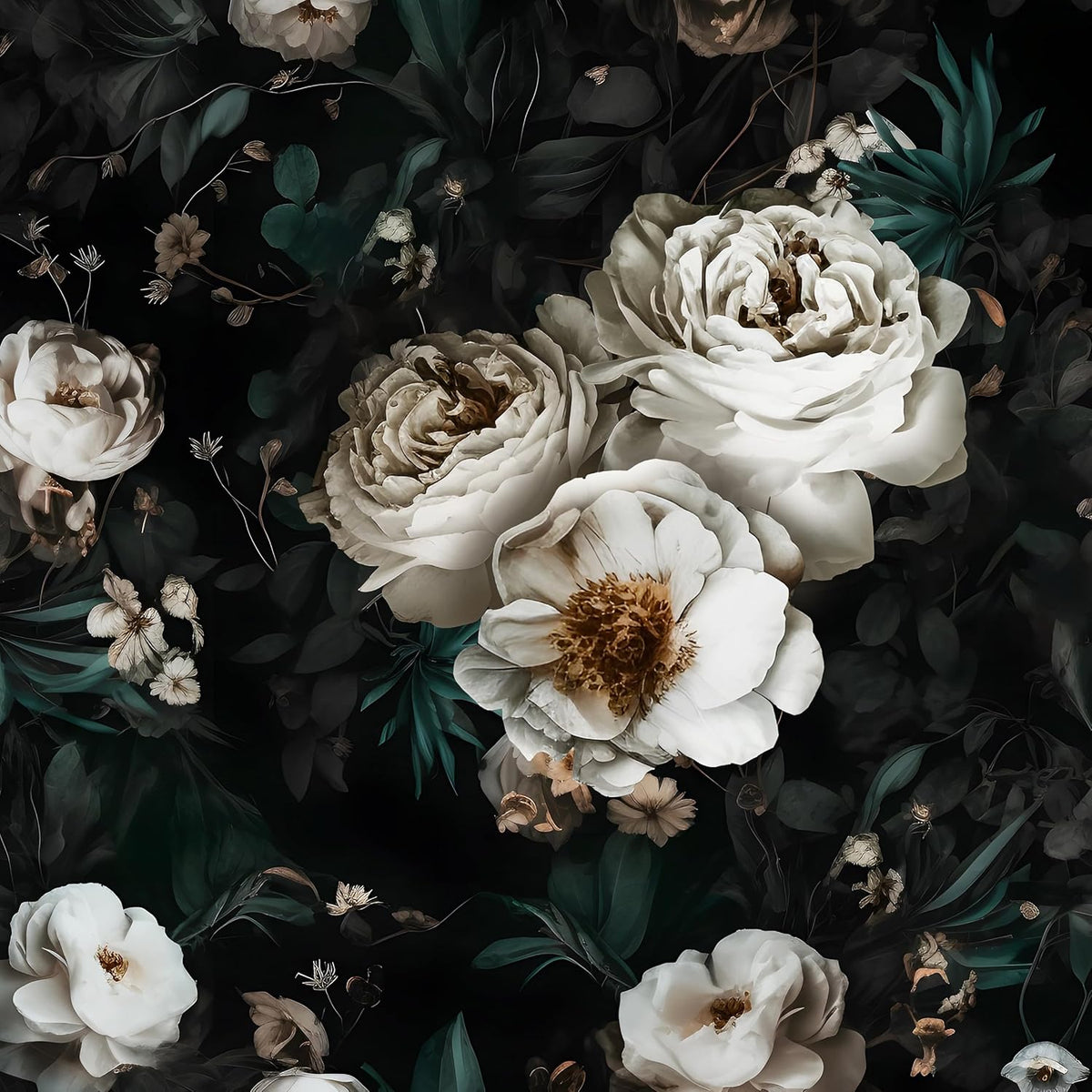 Dark Floral Peel and Stick Wallpaper for Vintage Home Decor