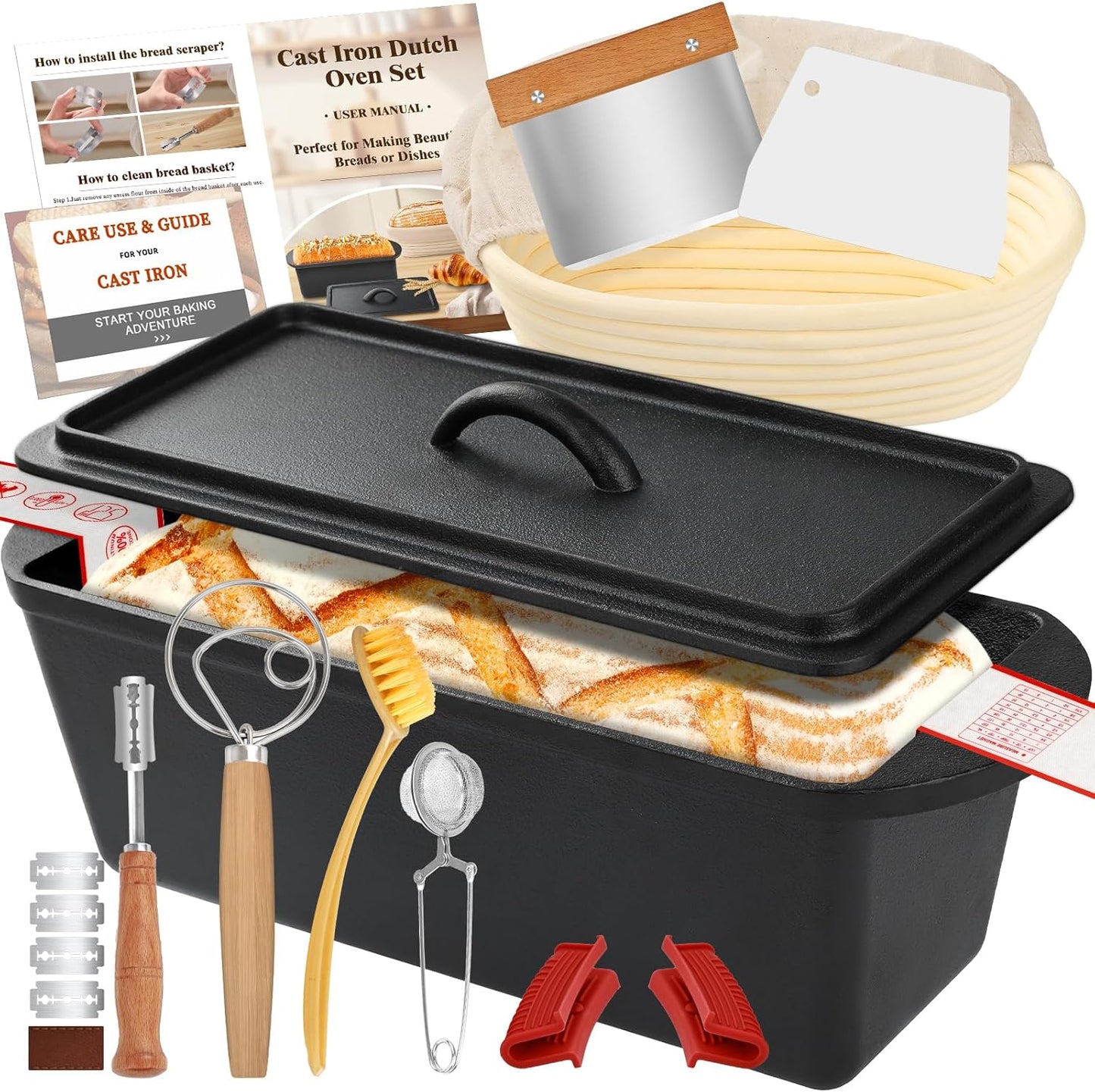 Rectangular Cast Iron Dutch Oven for Perfect Bread Baking