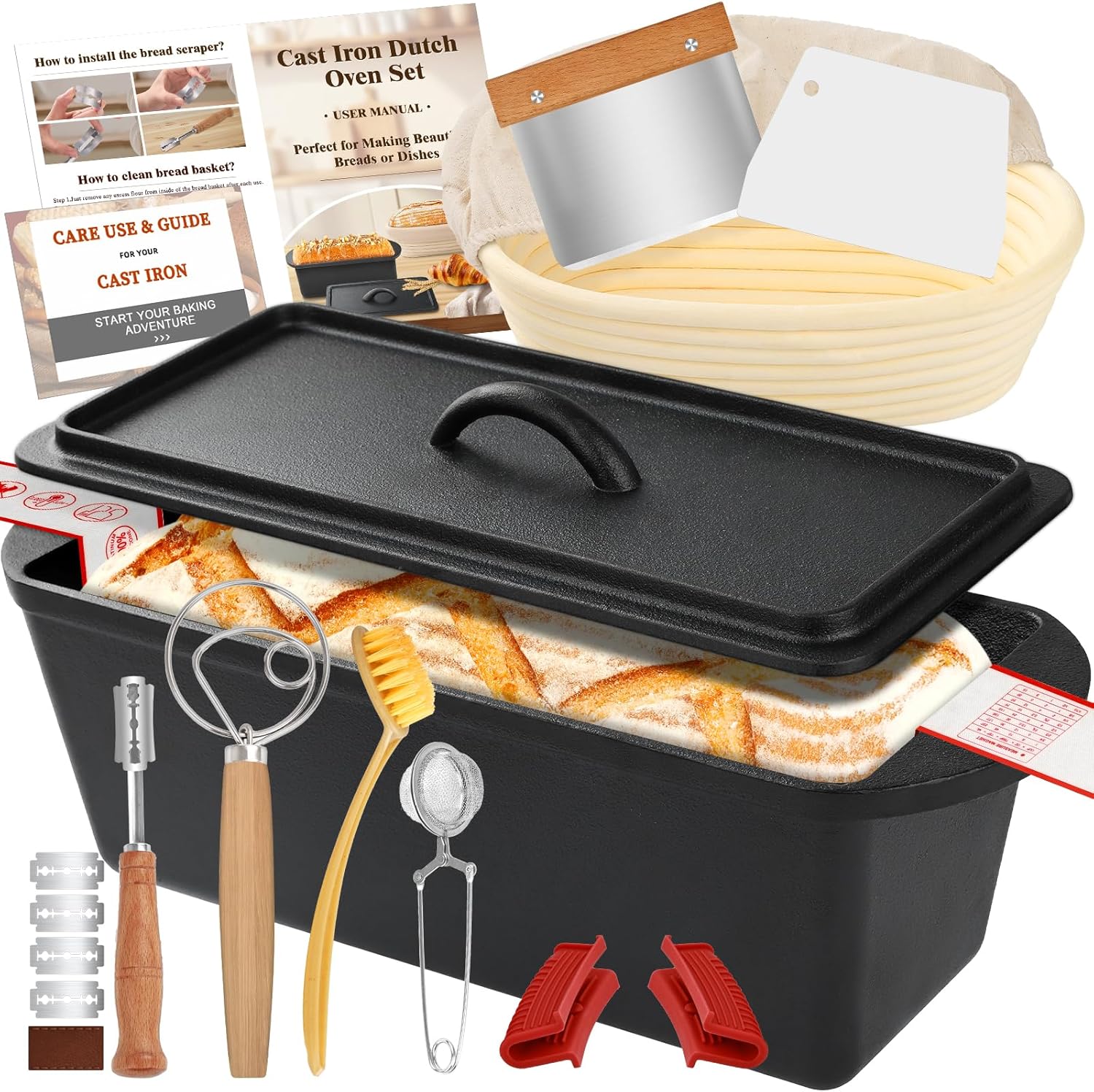 Rectangular Cast Iron Dutch Oven for Perfect Bread Baking