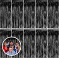 Sparkle in Style: Black Tinsel Fringe Party Curtains - 10 Pack