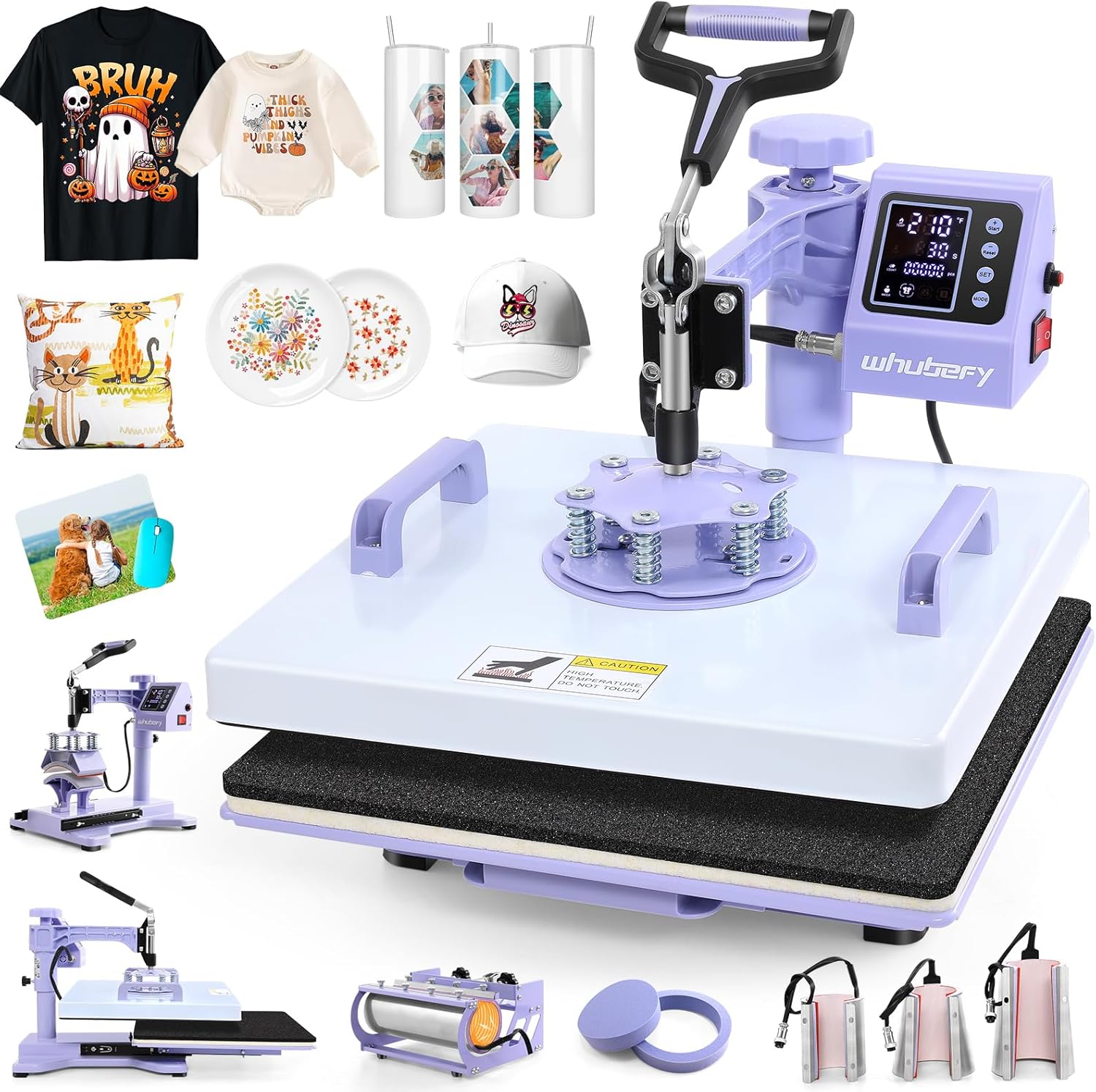 Whubefy 8 in 1 Heat Press Machine for T Shirts and More