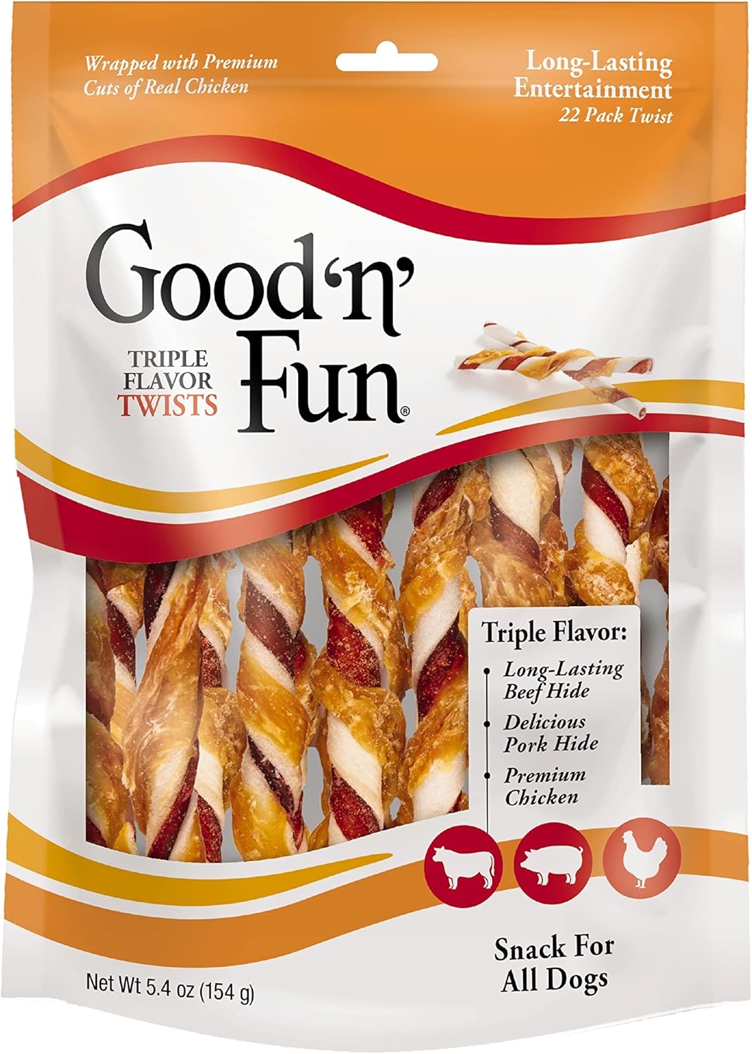 Triple Flavor Twist Chews: 22 Count for Dogs