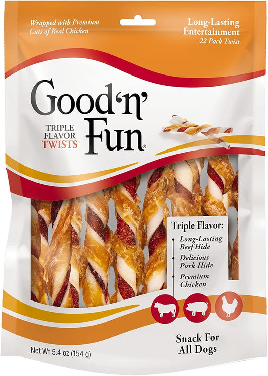 Triple Flavor Twist Chews: 22 Count for Dogs