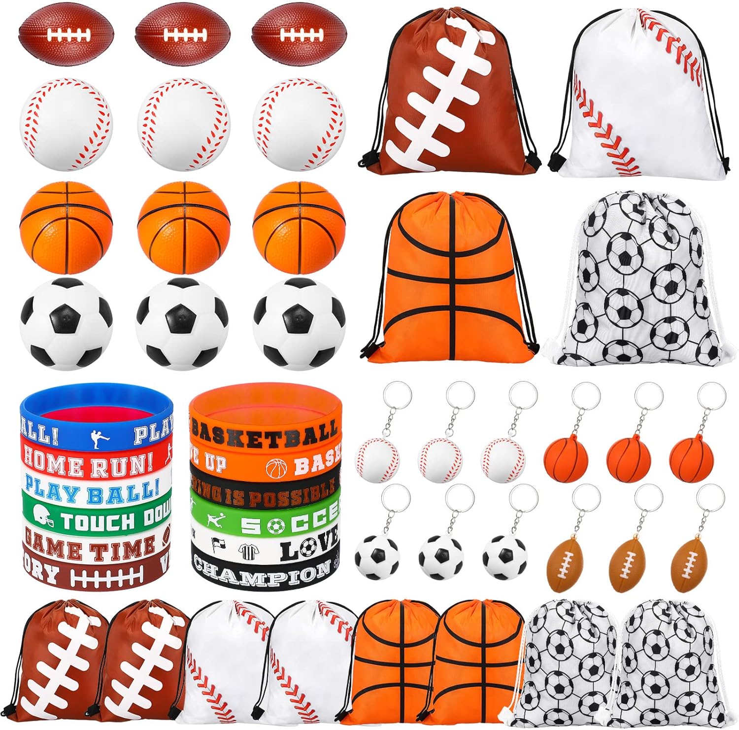 48 Pcs Sport Party Favors for Basketball Soccer Football Fun