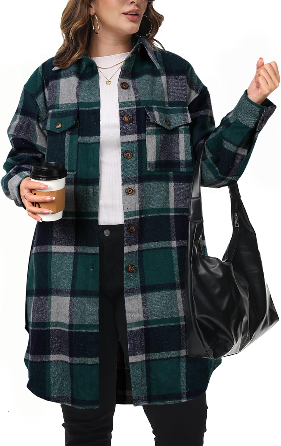Plus Size Womens Shacket Jacket for Fall and Winter Fashion