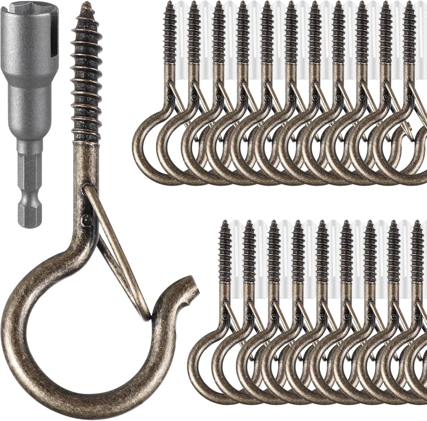 100 Pcs Screw-in Hooks for Outdoor String Lights and More
