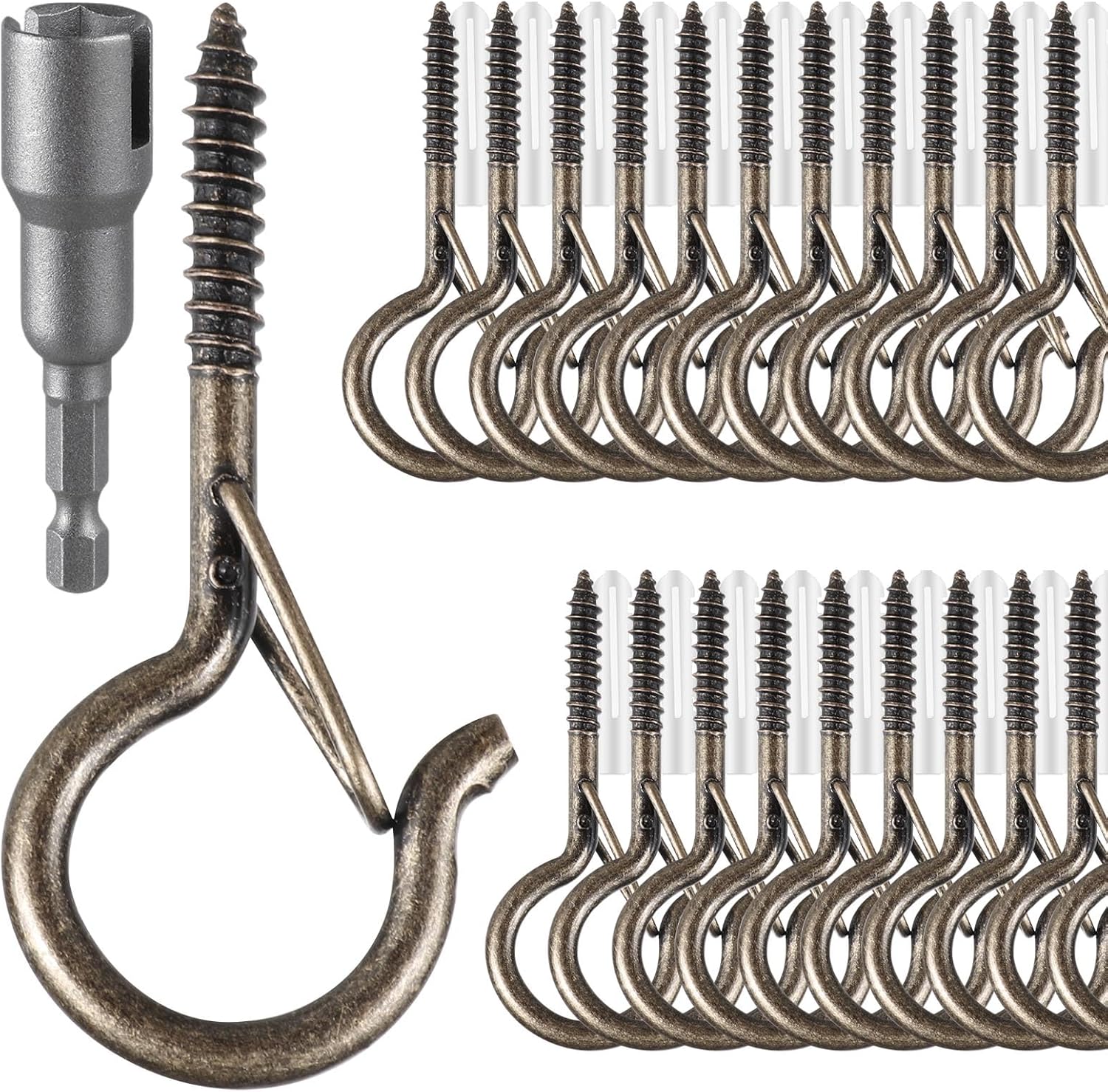 100 Pcs Screw-in Hooks for Outdoor String Lights and More