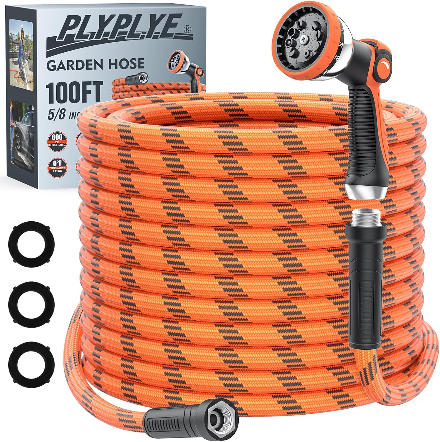Flexible Garden Hose 100 ft with 10 Pattern Sprayer for All Tasks