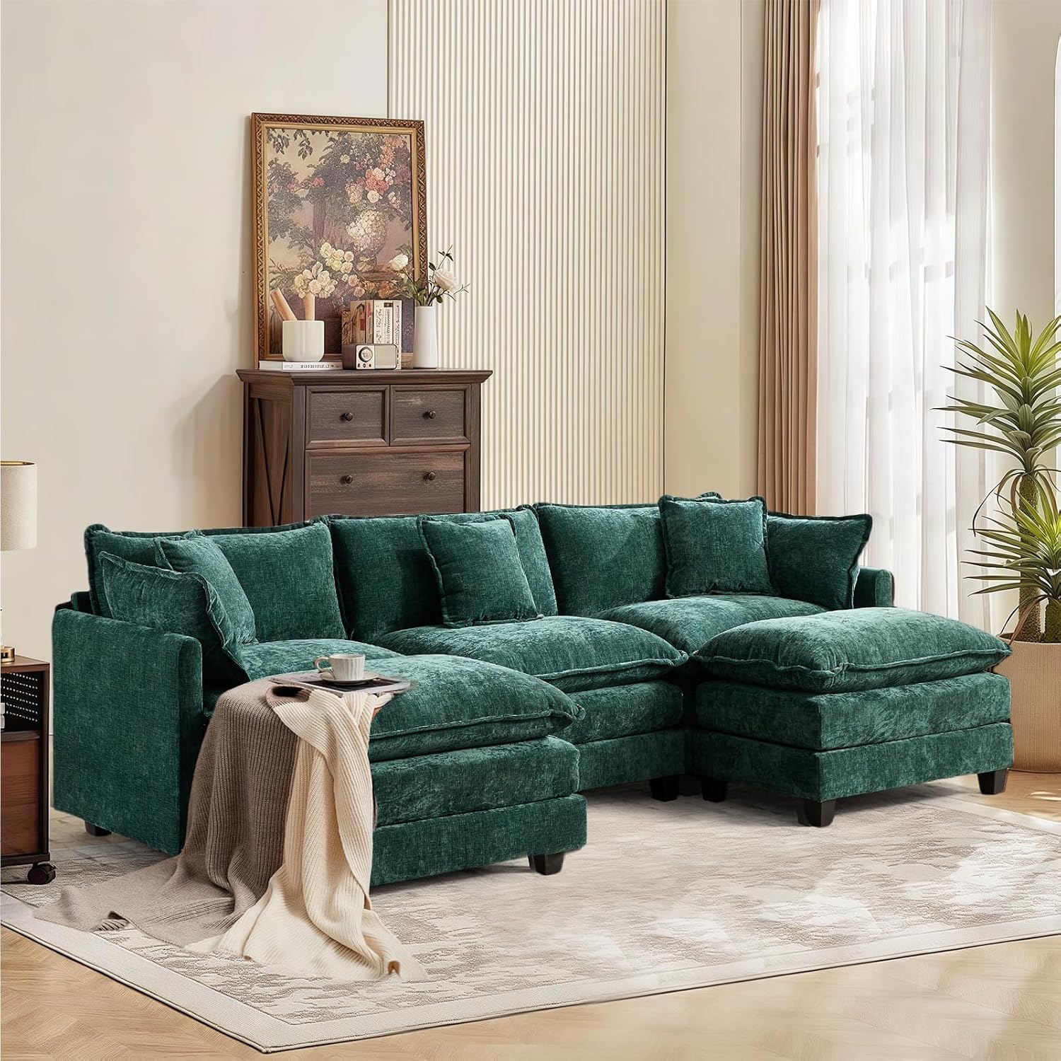 SoarFlash 113.78in Chenille Sectional Sofa for Modern Living