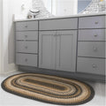 Kilimanjaro Black and Tan Oval Braided Rug, 2x3 ft - Durable Jute