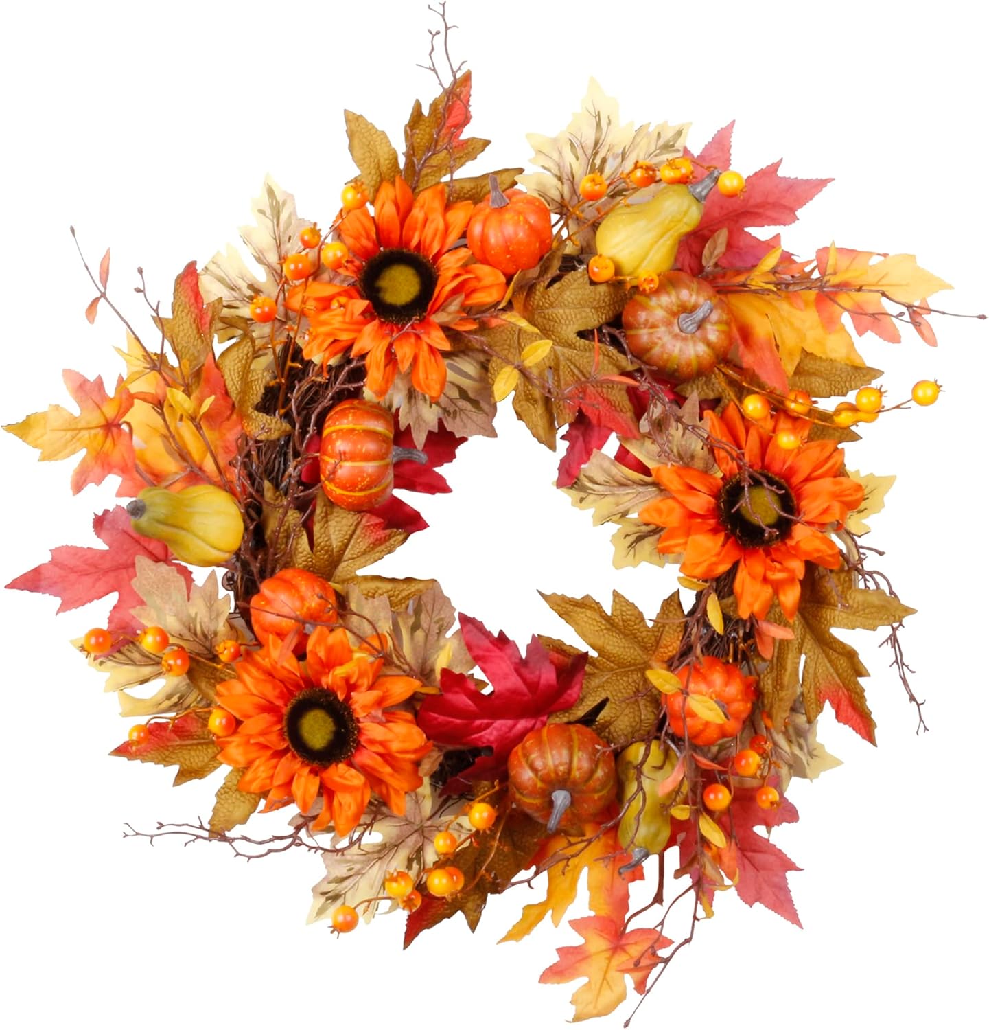 22 Fall Wreath for Front Door - Autumn Decor with Pumpkins
