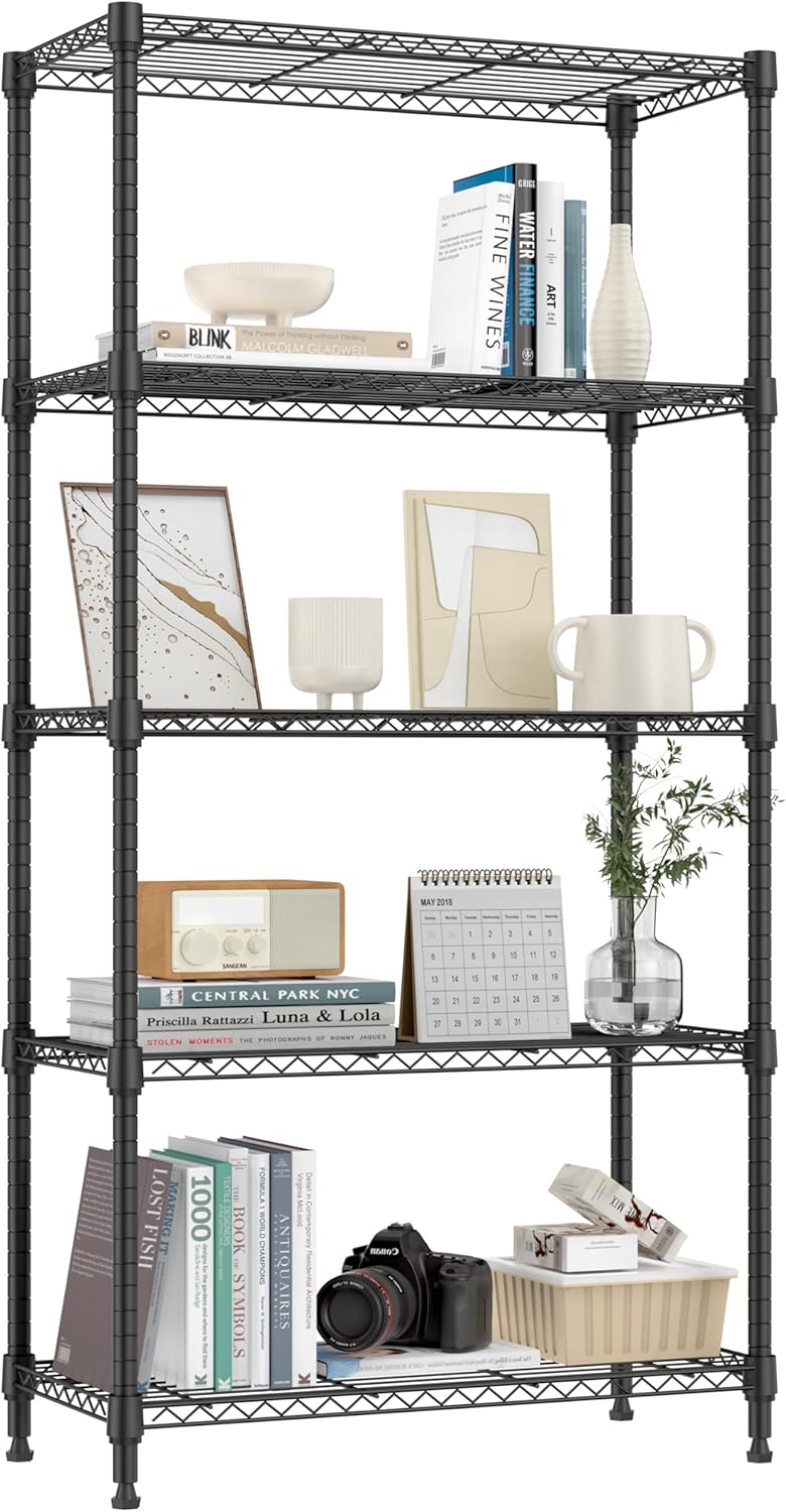 1250 lbs 5 Tier Metal Storage Shelves for Garage and Kitchen