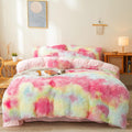 Fluffy Rainbow Comforter Cover Twin Size - Ultra Soft Plush Bedding