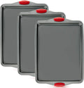 Premium Nonstick Baking Sheet Pans Set of 3 - Durable Carbon Steel