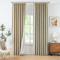Bailey Oatmeal Tan Pinch Pleated Full Blackout Curtain Panels
