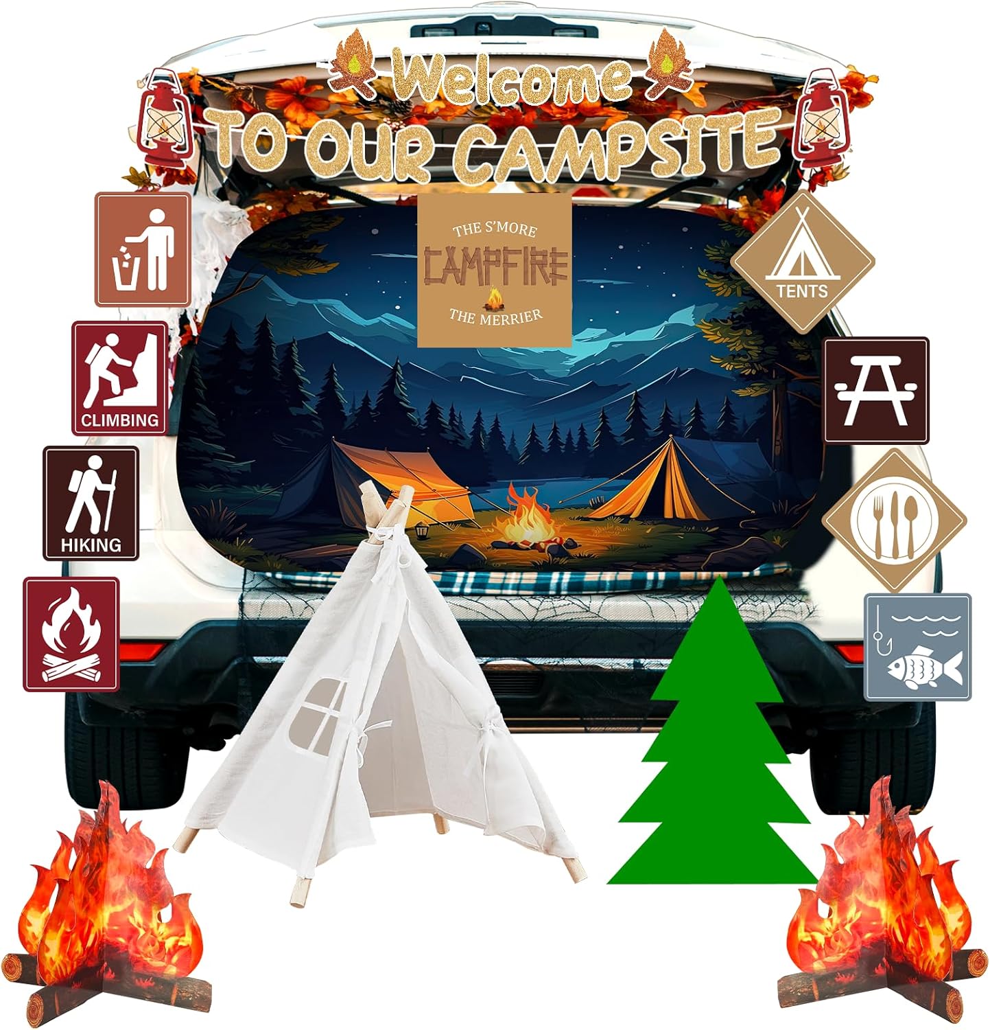 19 Pcs Halloween Camping Trunk or Treat Car Decorations Set