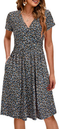OUGES Women's 2025 V Neck Maternity Midi Dress with Pockets - Nursing