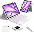 iPad Air 11 Case with Keyboard White - Detachable Rotatable Case