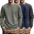 Men's Big and Tall Long Sleeve Cotton Tee 3-Pack - Oversize Fit