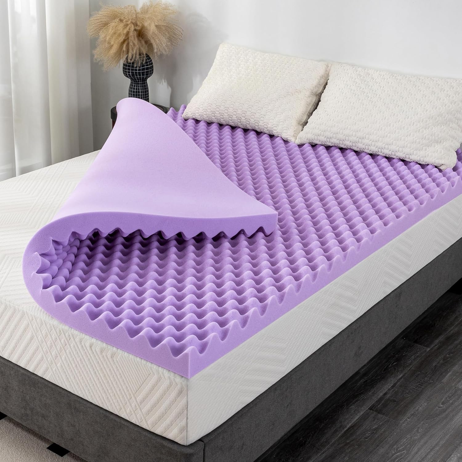 4 Inch Egg Crate Twin Memory Foam Mattress Topper for Comfort