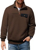Men's Quilted Sweatshirt Stand Collar Quarter-Zip - Warm Casual