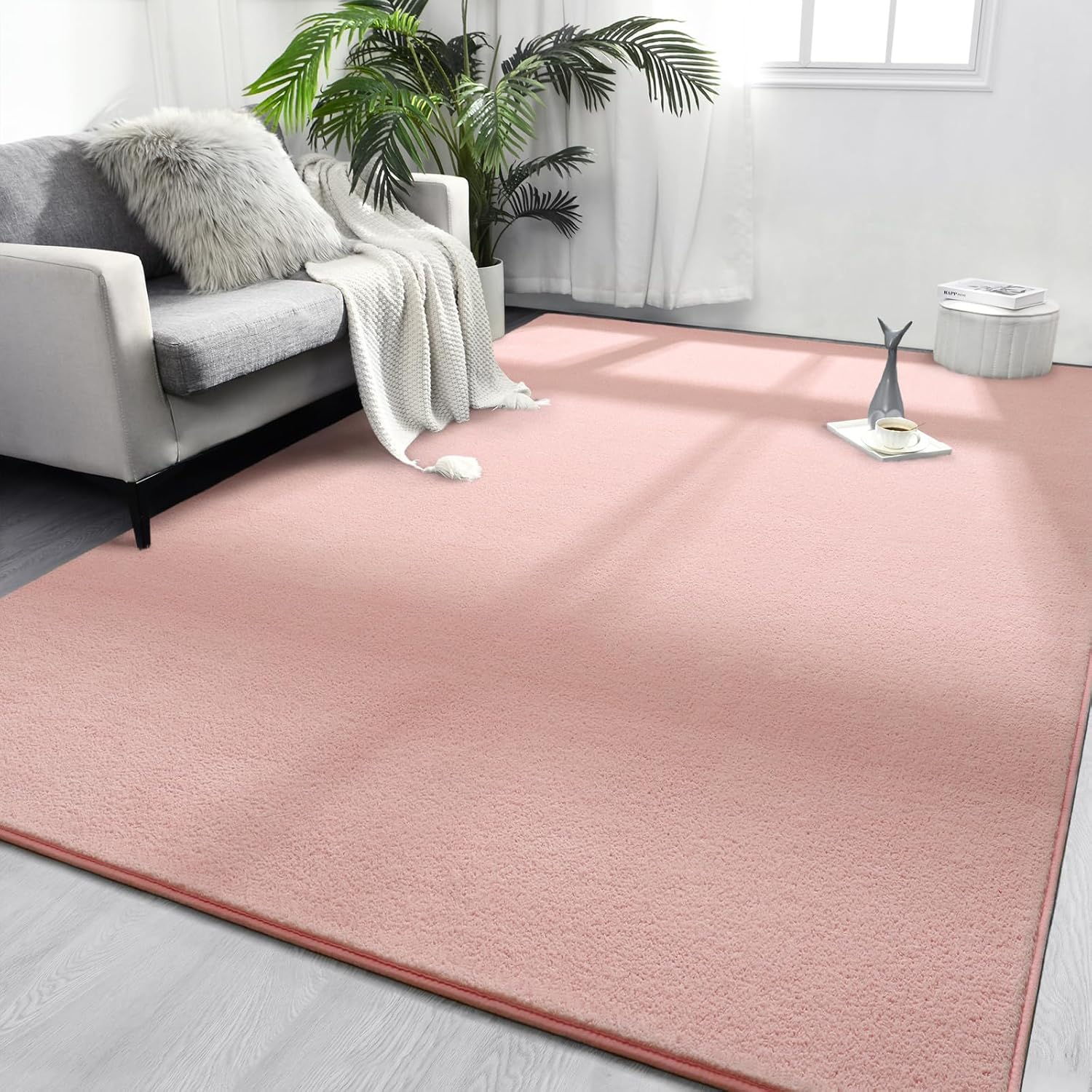 FlyDOIT 5x8 Pink Super Soft Memory Foam Area Rug for Home