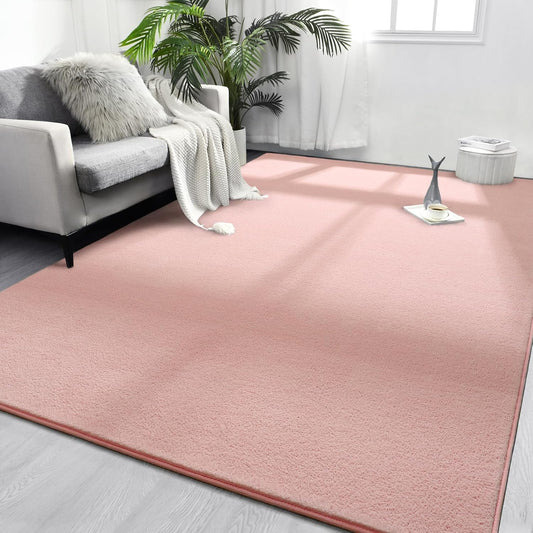 FlyDOIT 5x8 Pink Super Soft Memory Foam Area Rug for Home