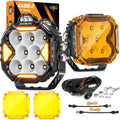 Cube-Z Series 4in LED Pods with Amber Covers - Bright Flood Driving