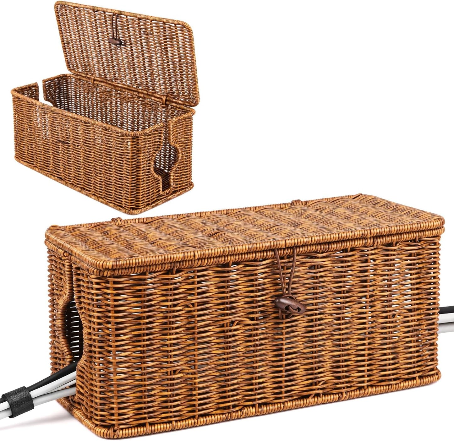 Handwoven Cable Organizer Box - Tidy Cords Easily!