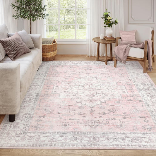 LIVEBOX Pink 8x10 Area Rug for Bedroom Girls and Living Room