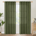 Olive Green Linen Curtains for Living Room - 80 Inch Length