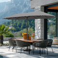 13ft Rectangle Patio Umbrella Smoky Gray - Double-Sided Shade